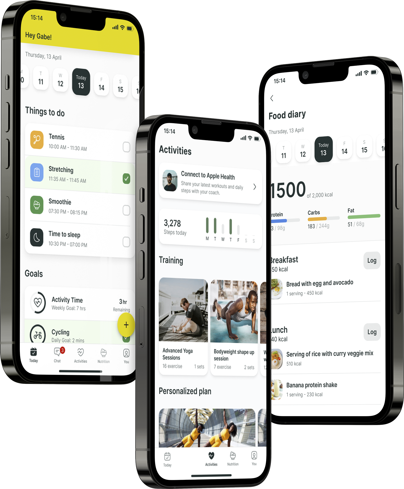 A mockup of the coaching app showcasing the features.